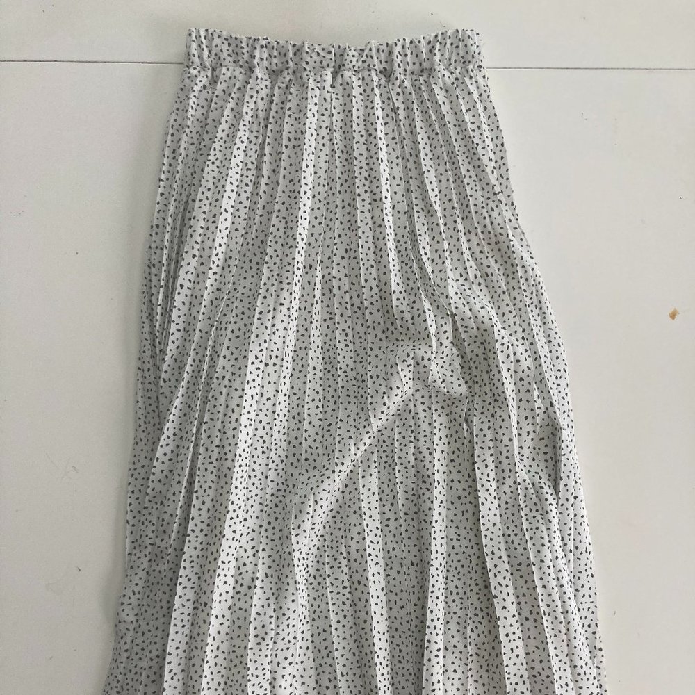 Dot Pleated Maxi Skirt